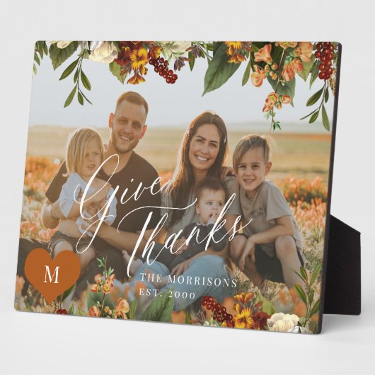 感謝祭与え感謝していの家族のモダン写真 フォトプラーク (側面)
