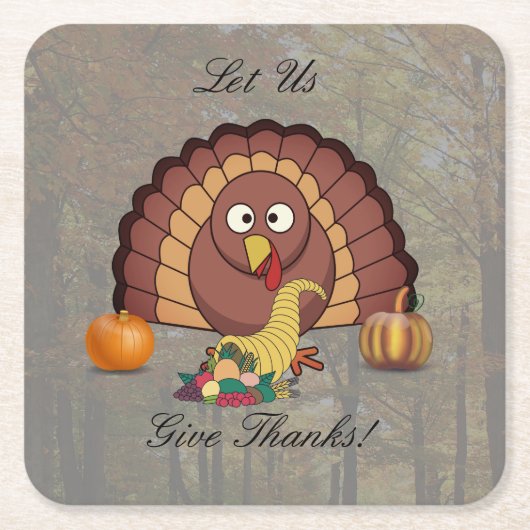 感謝祭与え感謝していの平方化 スクエアペーパーコースター (正面)