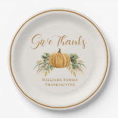 感謝祭与え感謝していカボチャ ペーパープレート (正面)