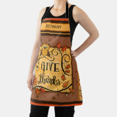 感謝祭与え感謝していキュートなフクロウのインスピレーション エプロン (インサイチュ)
