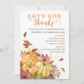 感謝祭与え感謝していディナー 招待状 (正面)