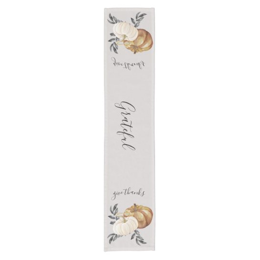 感謝祭与え感謝していパンプキン ショートテーブルランナー (正面)