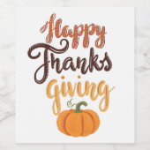 感謝祭与え感謝していレタリング ワインラベル (シングルラベル)