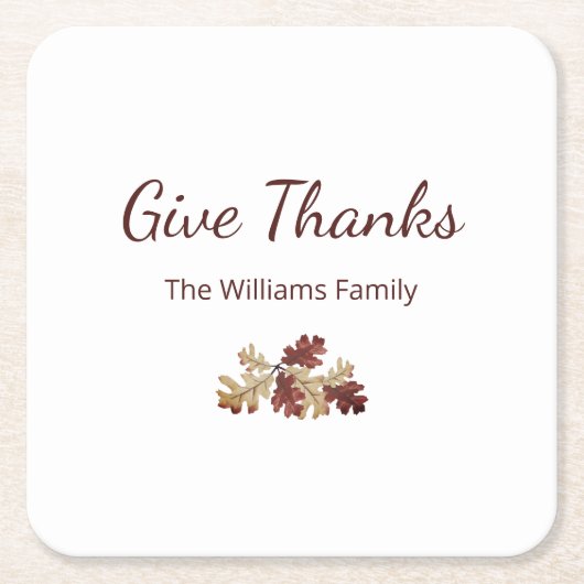 感謝祭与え感謝してい秋の紅葉 スクエアペーパーコースター (正面)