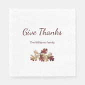 感謝祭与え感謝してい秋の葉のテーブルデコール スタンダードランチョンナプキン (正面)