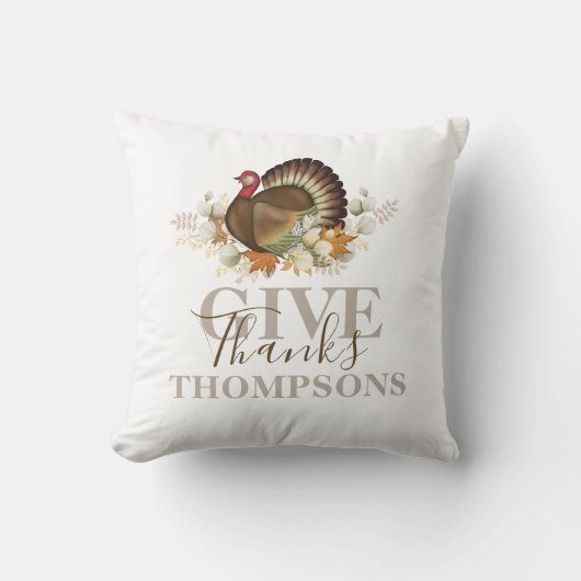感謝祭与え感謝してい秋パーソナライズされた クッション (正面)