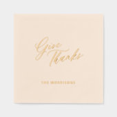 感謝祭与え感謝してい金ゴールド・スクリプトのファミリ名 箔ナプキン (正面)