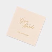 感謝祭与え感謝してい金ゴールド・スクリプトのファミリ名 箔ナプキン (左)