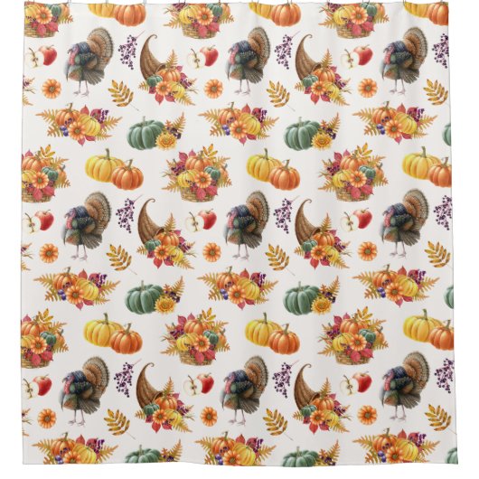 感謝祭伝統的休日シャワーカーテン シャワーカーテン (正面)