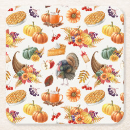 感謝祭伝統的紙コースター スクエアペーパーコースター
