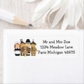 感謝祭住所 シール/巡礼者とインディアン ラベル (インサイチュ)