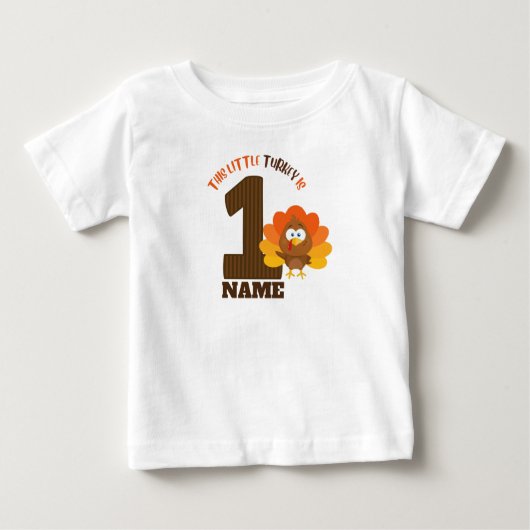 感謝祭初の誕生日シャツの小さな七面鳥 ベビーTシャツ (正面)