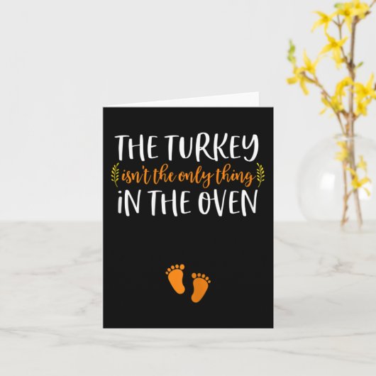 感謝祭妊娠発表七面鳥赤ちゃんR カード (黄色い花)