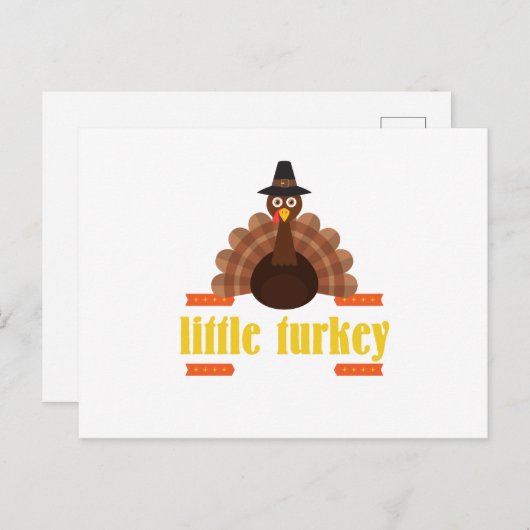 感謝祭子供への七面鳥の休日 シーズンポストカード (正面/裏面)