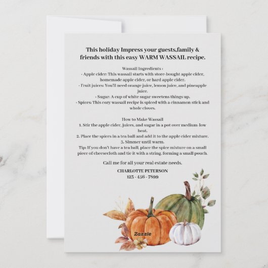 感謝祭実在レシピ不動産不動産仲介業者バイポップ・アートの シーズンカード (裏面)