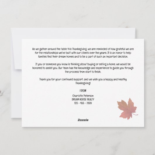 感謝祭実在不動産マーケティングまたはポップ・アートの方法 シーズンカード (裏面)