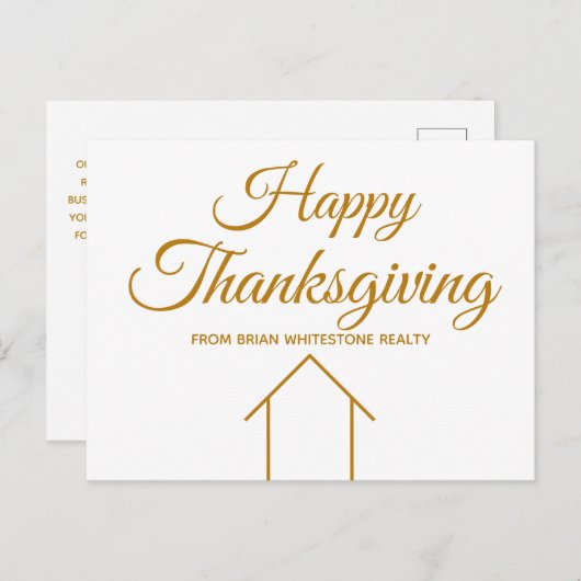 感謝祭実在不動産会社金ゴールド企業の ポストカード (正面/裏面)
