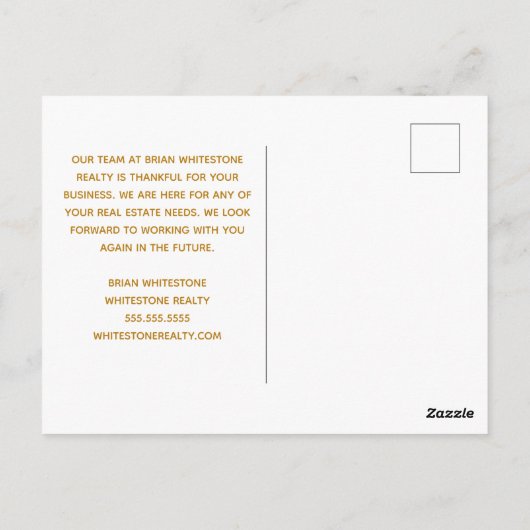 感謝祭実在不動産会社金ゴールド企業の ポストカード (裏面)