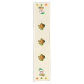 感謝祭小妖精や小人と紅葉オンベージュ ショートテーブルランナー (正面)