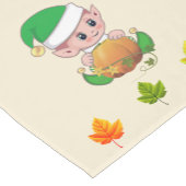 感謝祭小妖精や小人と紅葉オンベージュ ショートテーブルランナー (コーナー)