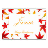 感謝祭座席表と紅葉 テーブルナンバー (裏面)