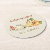 「感謝祭恵みの水色パーソナライズされた」 ラウンドペーパーコースター (アングル)