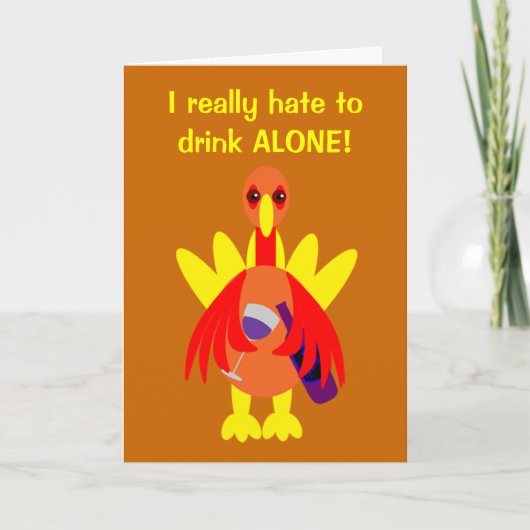 感謝祭招待状おもしろいワイン飲むトルコ 招待状 (正面)