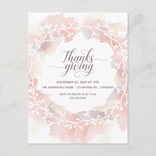 感謝祭招待状はがき ポストカード (正面)