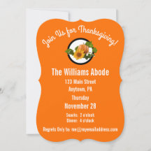 感謝祭招待状オレンジ水玉模様
