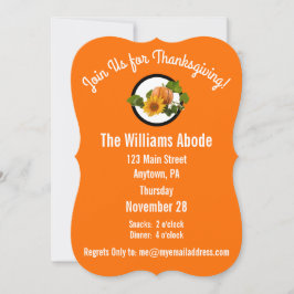 感謝祭招待状オレンジ水玉模様