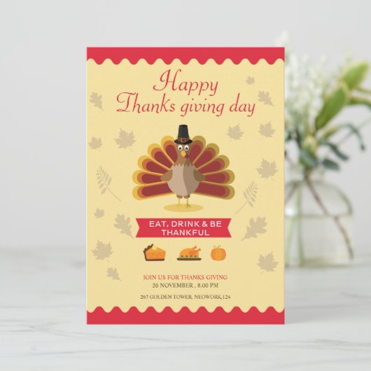 感謝祭招待状カード 招待状 (スタンド正面)