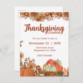 感謝祭招待状ハーベスト秋デザイン インビテーションポストカード (正面/裏面)