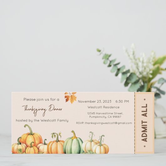 感謝祭招待状感謝祭ディナー招待状 シーズンカード (スタンド正面)