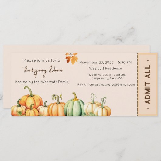 感謝祭招待状感謝祭ディナー招待状 シーズンカード (正面/裏面)