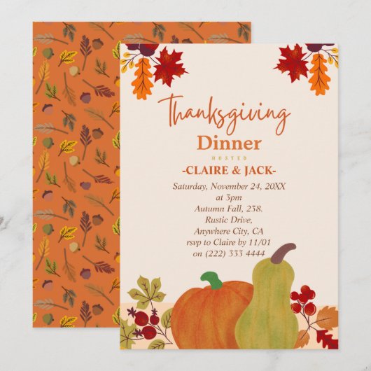 感謝祭招待状 シーズンカード (正面/裏面)