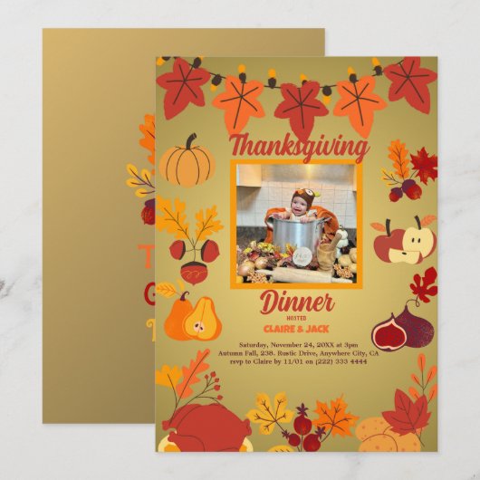 感謝祭招待状 シーズンカード (正面/裏面)