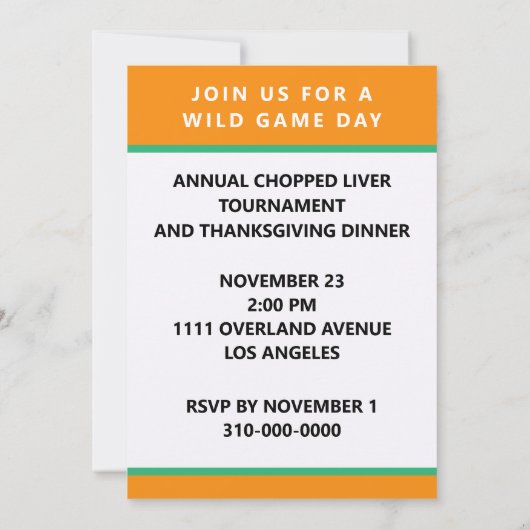 感謝祭招待状 招待状 (裏面)