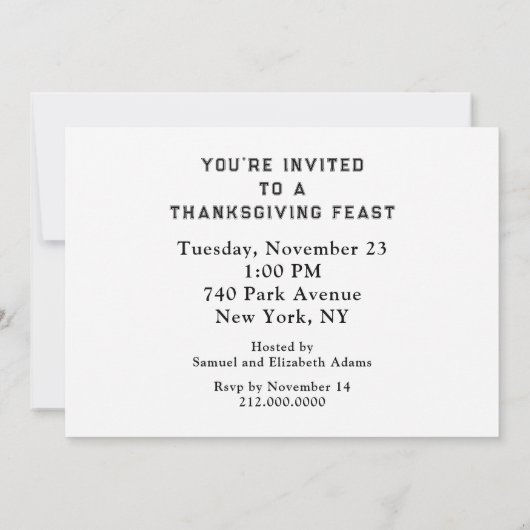 感謝祭招待状 招待状 (裏面)