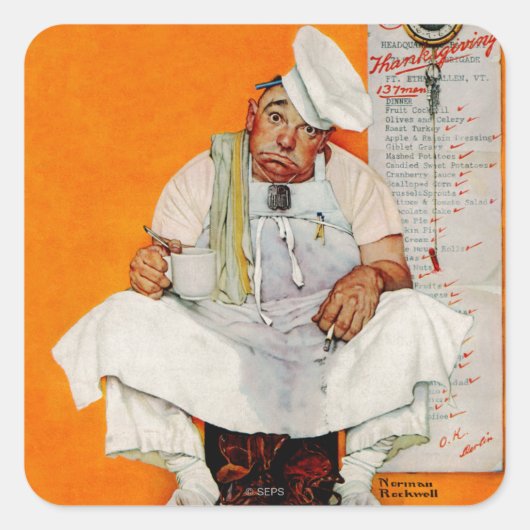 感謝祭日の青 スクエアシール (正面)