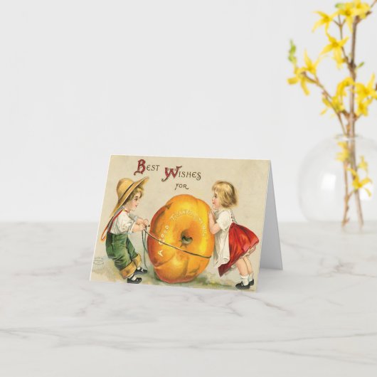 感謝祭最高ののアンティークを願う カード (黄色い花)