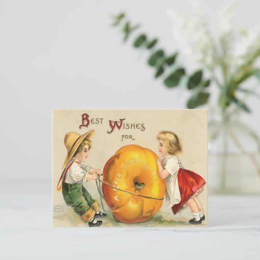 感謝祭最高ののアンティークを願う ポストカード (スタンド正面)