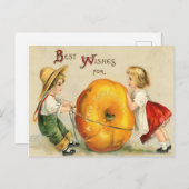 感謝祭最高ののアンティークを願う ポストカード (正面/裏面)