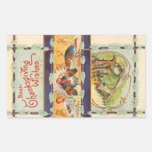 感謝祭最高のの願いヴィンテージシール 長方形シール (正面)