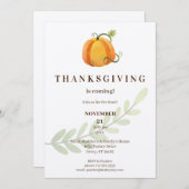 感謝祭来だ！ディナーパンプキンクラフト 招待状 (正面/裏面)
