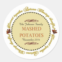 感謝祭気持ちマッシュポテトラベル ラウンドシール