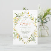 感謝祭水彩緑エレガント地 招待状 (スタンド正面)