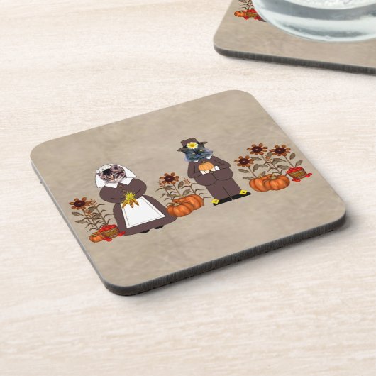 感謝祭猫 コースター (左側)
