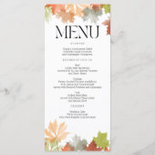 感謝祭祈りの言葉カード紅葉テーブルデコール プログラム (裏面)