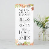 感謝祭祈りの言葉カード紅葉テーブルデコール プログラム (スタンド正面)