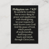 感謝祭祈りの言葉 – フィリップ4:6-7 KJVカード 名刺 (裏面)
